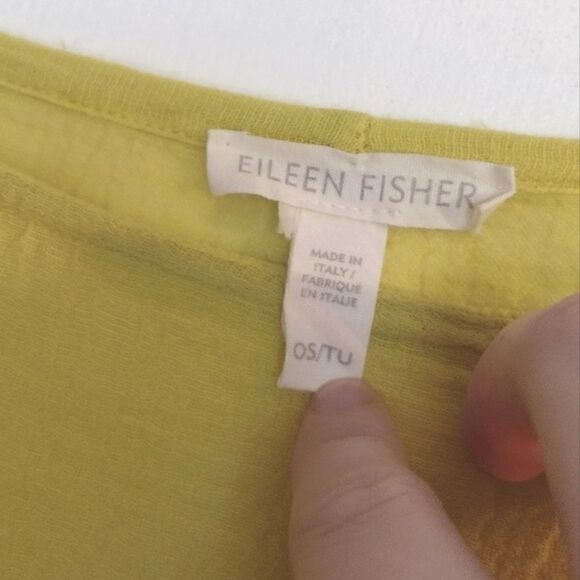 Eileen Fisher Women's OS Solid Yellow Sleeve Fringe Shawl Made in Italy - Picture 6 of 10